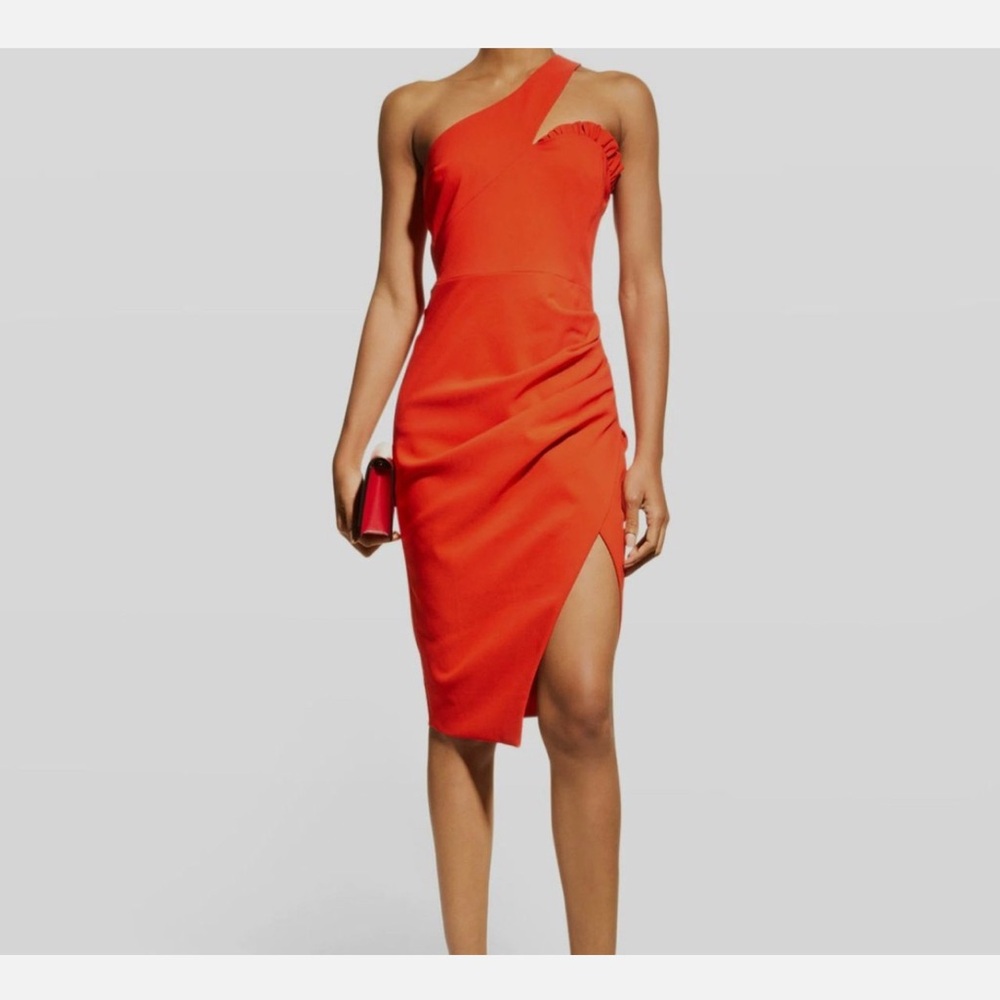 Lavish Alice Asymmetric Red Midi Dress